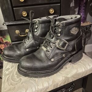 Harley-Davidson Leather Ankle Boots with Buckle